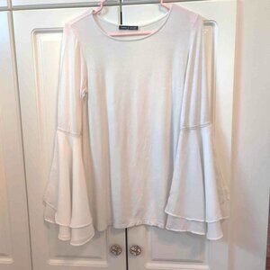 Cable and Gauge White Women's Blouse, Size Large